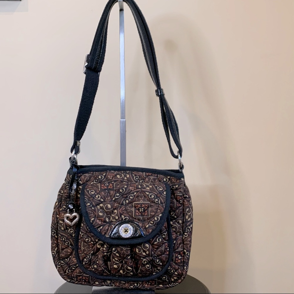 Brighton Quilted Brown Fabric Shoulder Bag - EUC